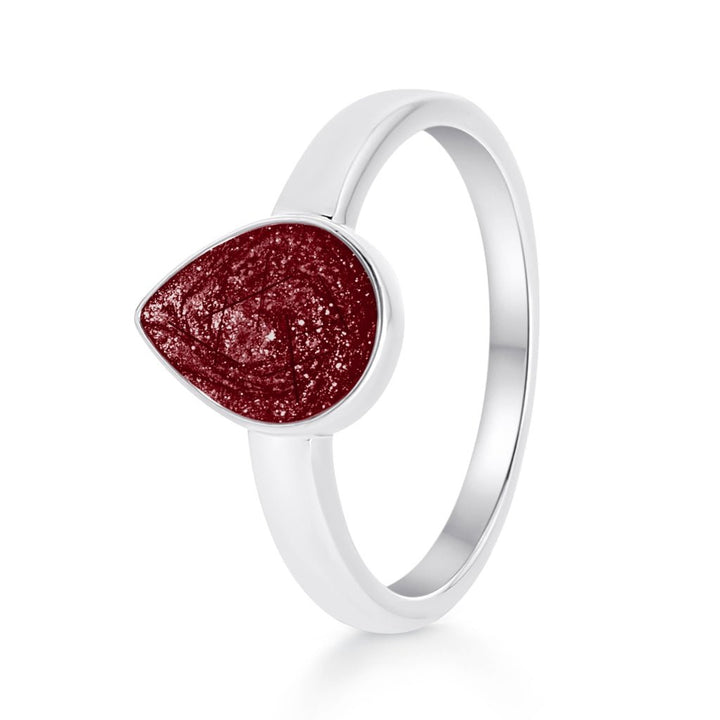 White Gold Hair Keepsake Teardrop Ring - MemoriesMade