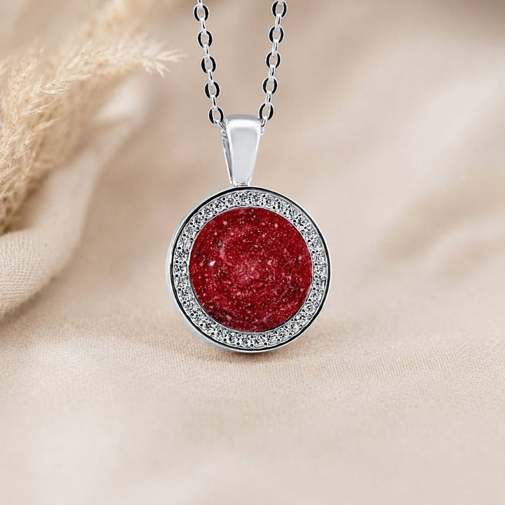 White Gold Halo Tribute Ashes Necklace - MemoriesMade