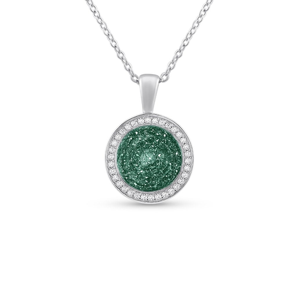 White Gold Halo Tribute Ashes Necklace - MemoriesMade