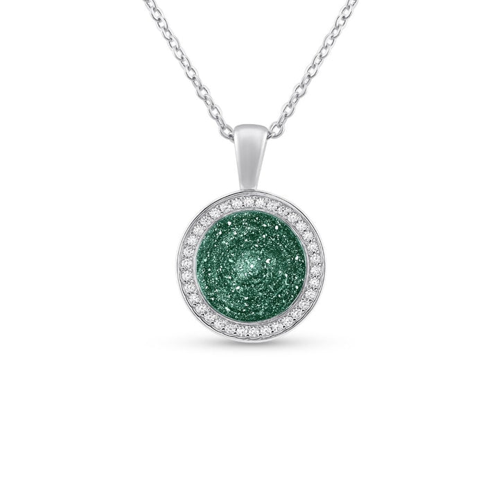 White Gold Halo Tribute Ashes Necklace - MemoriesMade