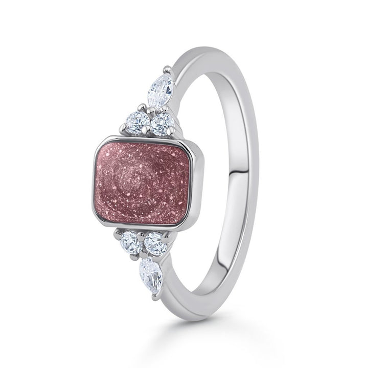 White Gold Harmony Emerald Ashes Ring - MemoriesMade