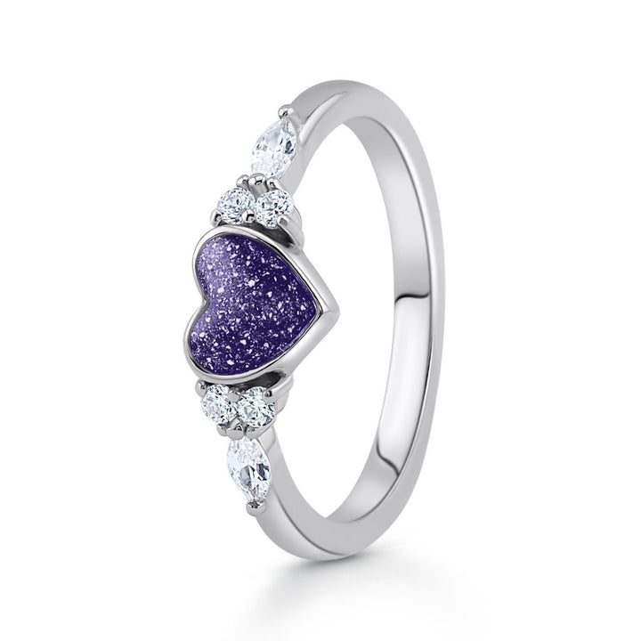 White Gold Harmony Heart Ashes Ring - MemoriesMade