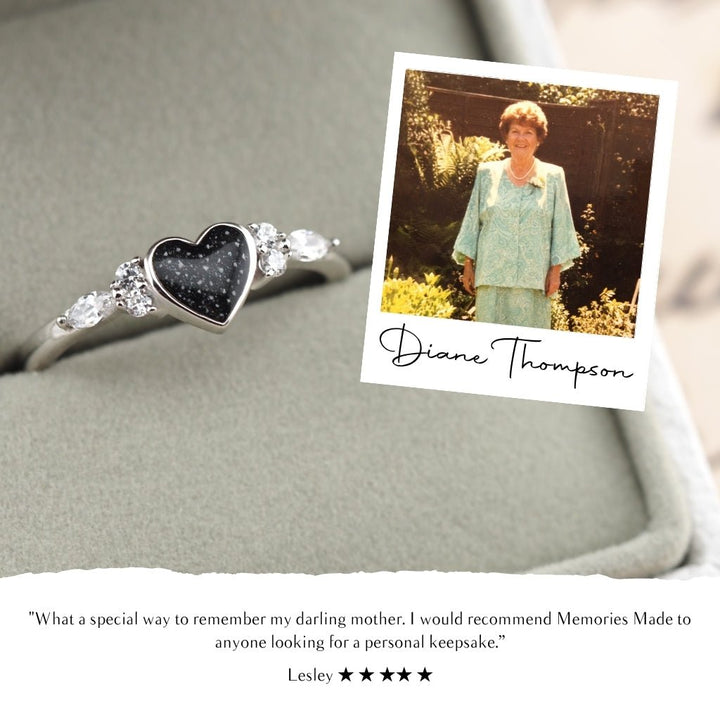 White Gold Harmony Heart Ashes Ring - MemoriesMade