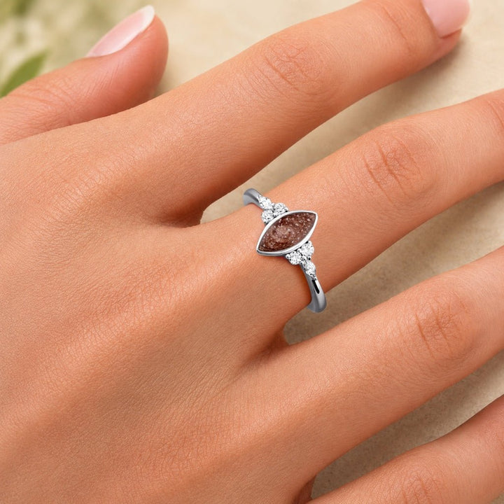 White Gold Harmony Marquise Ashes Ring - MemoriesMade