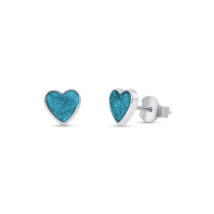 White Gold Heart Ashes Earrings - MemoriesMade