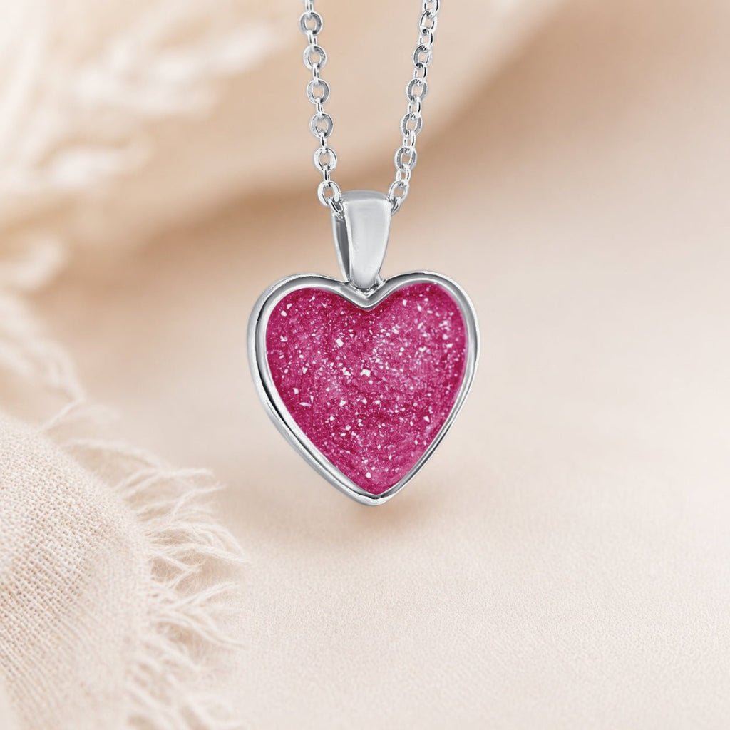 White Gold Heart Ashes Necklace - MemoriesMade