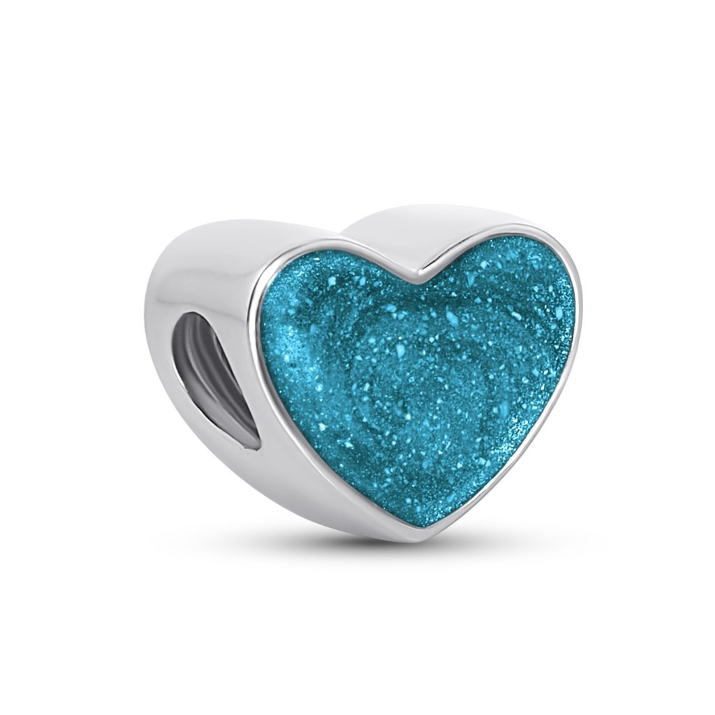 White Gold Pandora - Compatible Heart Ashes Charm - MemoriesMade