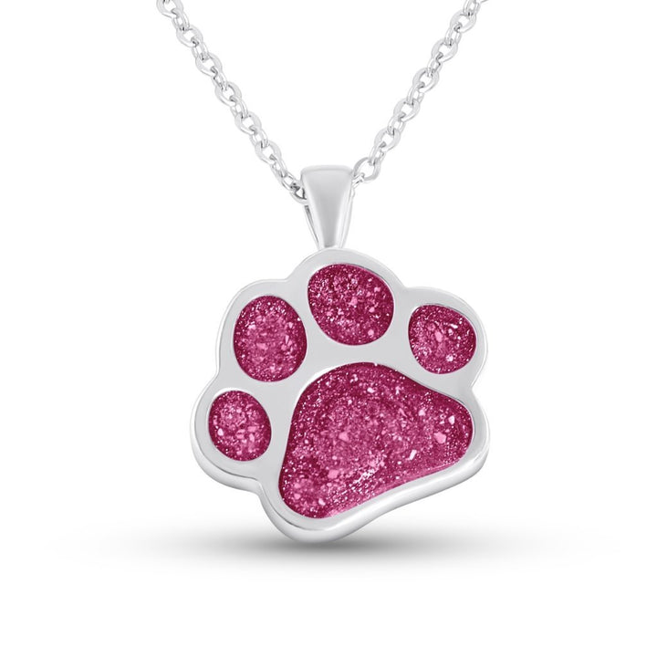 White Gold Pawprint Ashes Necklace - MemoriesMade