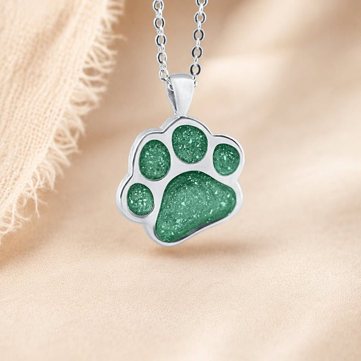 White Gold Pawprint Ashes Necklace - MemoriesMade