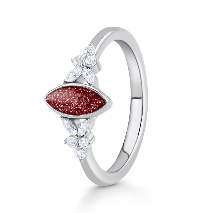 White Gold Radiance Marquise Ashes Ring - MemoriesMade