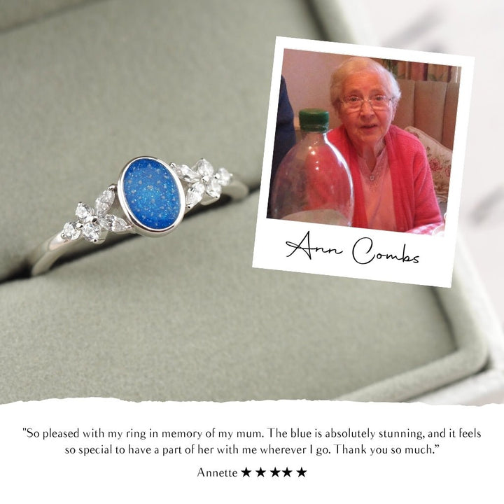 White Gold Radiance Oval Ashes Ring - MemoriesMade