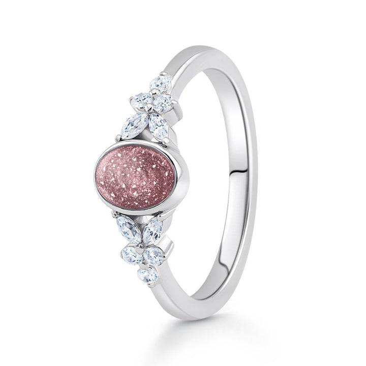 White Gold Radiance Oval Ashes Ring - MemoriesMade