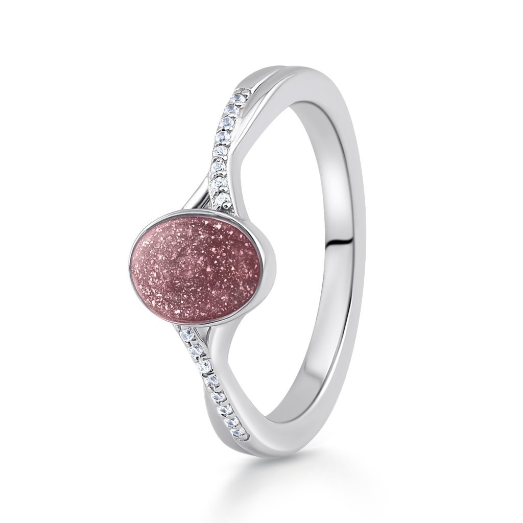 White Gold Serenity Oval Ashes Ring - MemoriesMade