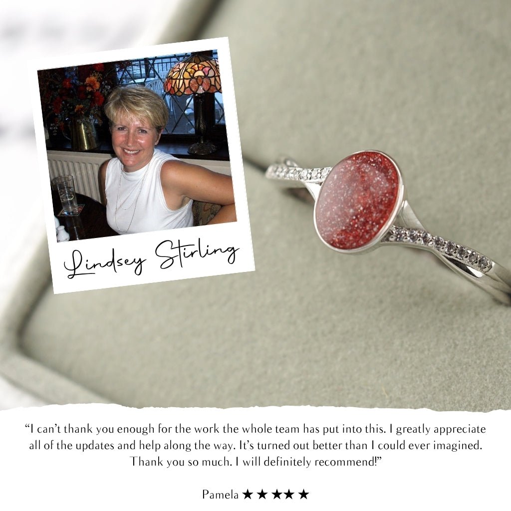 White Gold Serenity Oval Ashes Ring - MemoriesMade