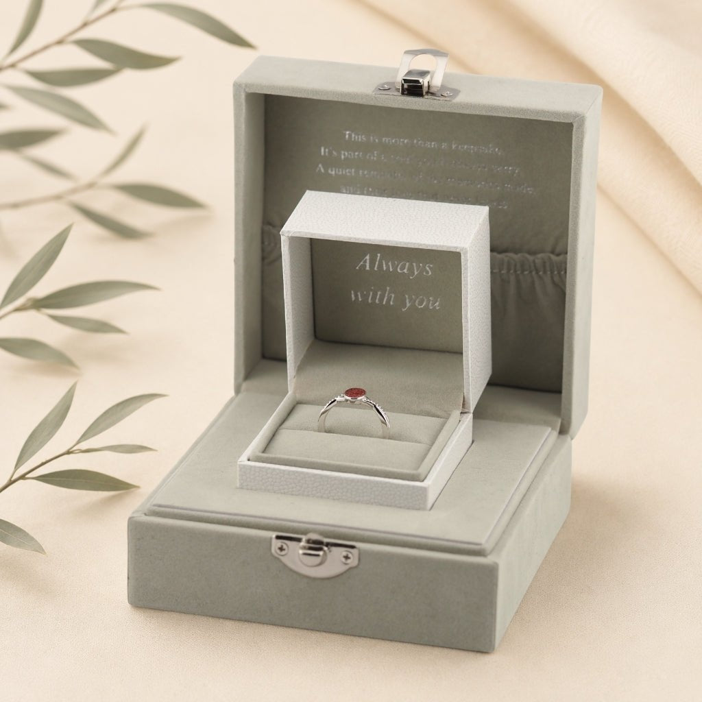 White Gold Serenity Oval Ashes Ring - MemoriesMade