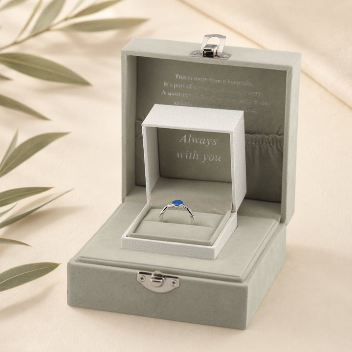 White Gold Serenity Teardrop Ashes Ring - MemoriesMade