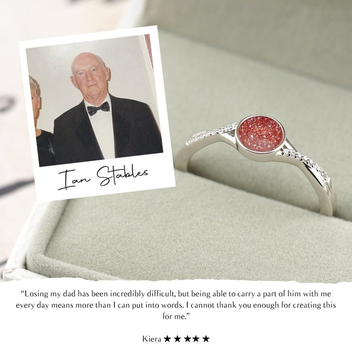 White Gold Serenity Tribute Ashes Ring - MemoriesMade