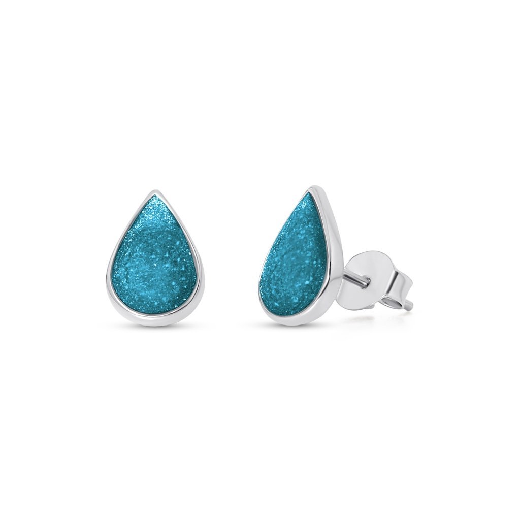 White Gold Teardrop Ashes Earrings - MemoriesMade
