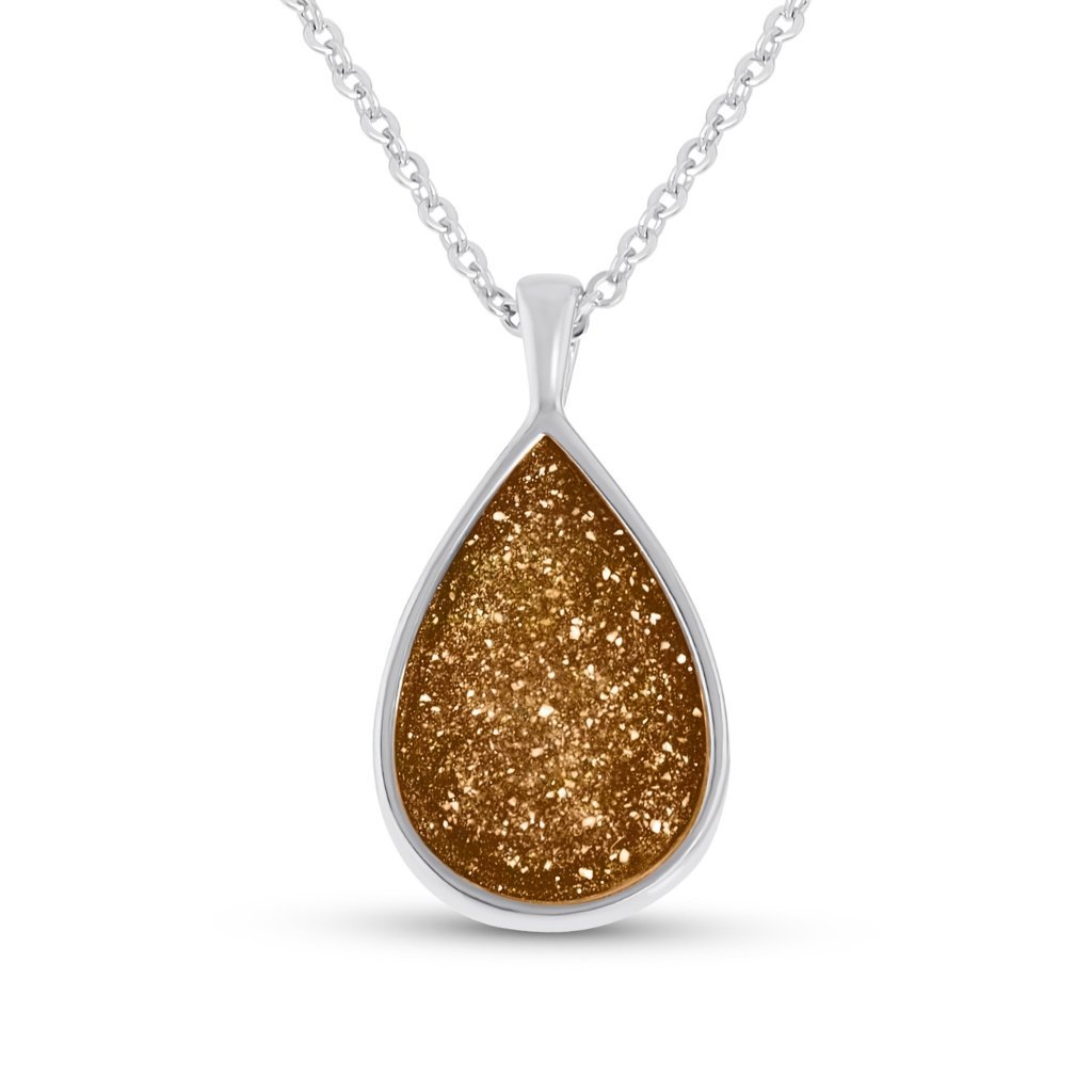 White Gold Teardrop Ashes Necklace - MemoriesMade
