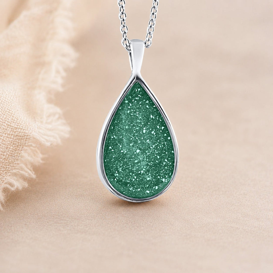 White Gold Teardrop Ashes Necklace - MemoriesMade
