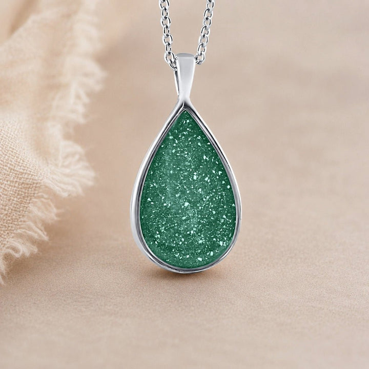 White Gold Teardrop Ashes Necklace - MemoriesMade