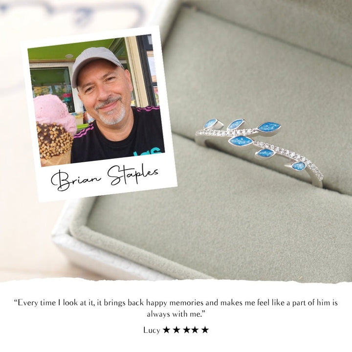 White Gold Vine of Life Ashes Ring - MemoriesMade