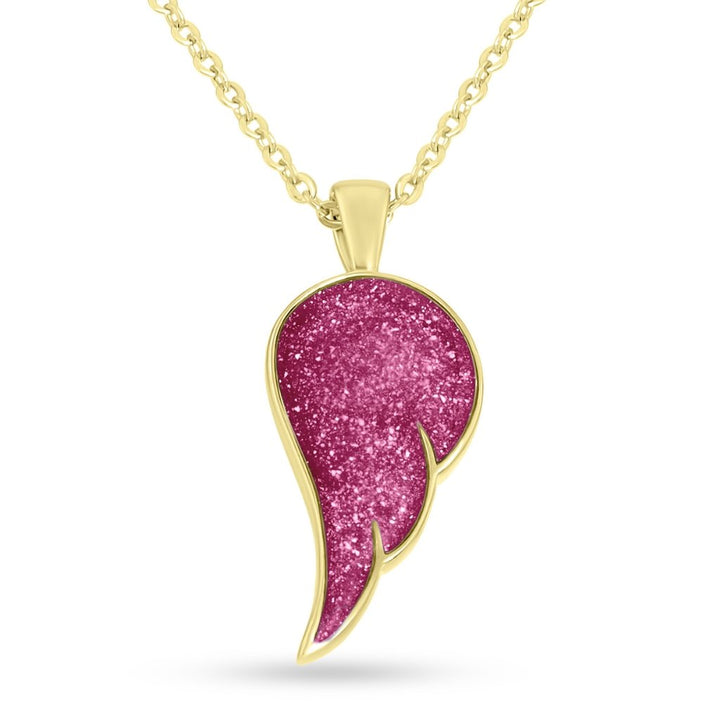 Yellow Gold Angel Wing Ashes Necklace - MemoriesMade