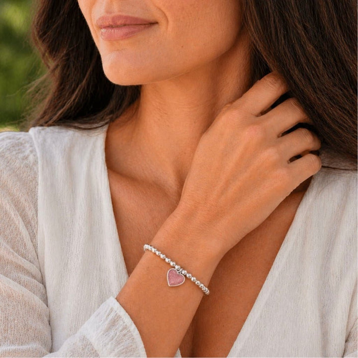 Yellow Gold Beaded Ashes Heart Charm Bracelet - MemoriesMade