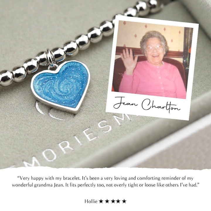 Yellow Gold Beaded Ashes Heart Charm Bracelet - MemoriesMade