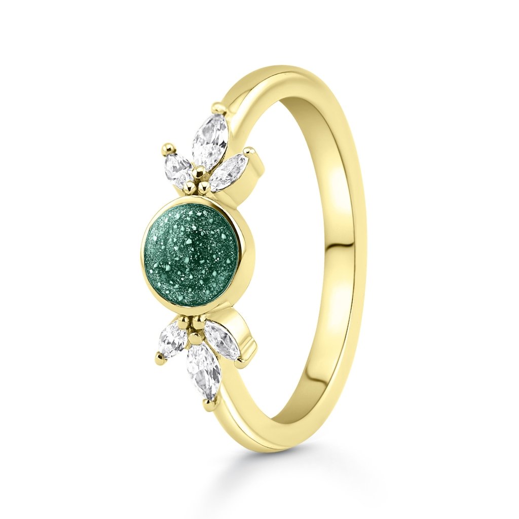 Yellow Gold Blossom Tribute Ashes Ring - MemoriesMade