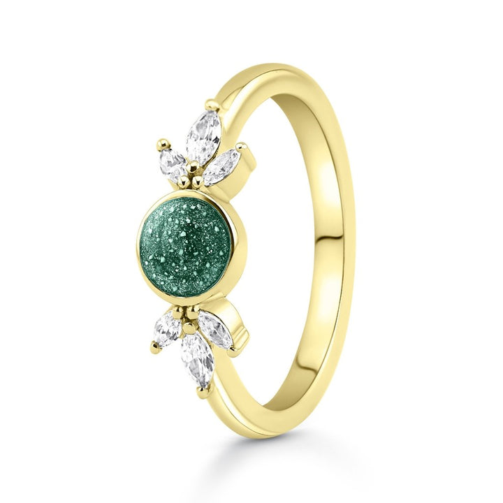 Yellow Gold Blossom Tribute Ashes Ring - MemoriesMade