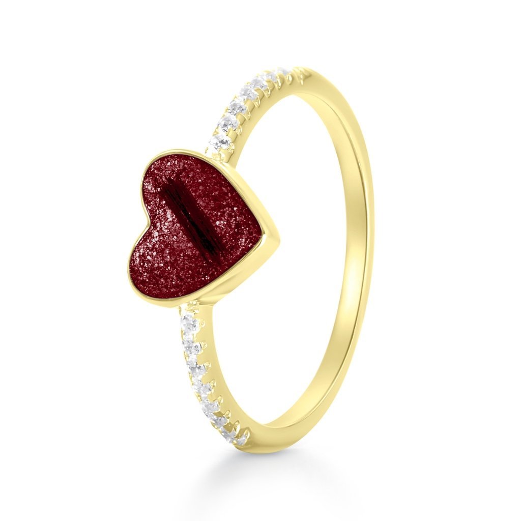 Yellow Gold Celestial Hair Keepsake Heart Ring - MemoriesMade