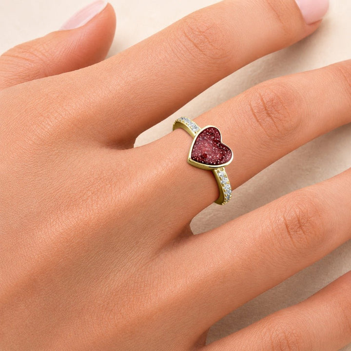 Yellow Gold Celestial Heart Ashes Ring - MemoriesMade