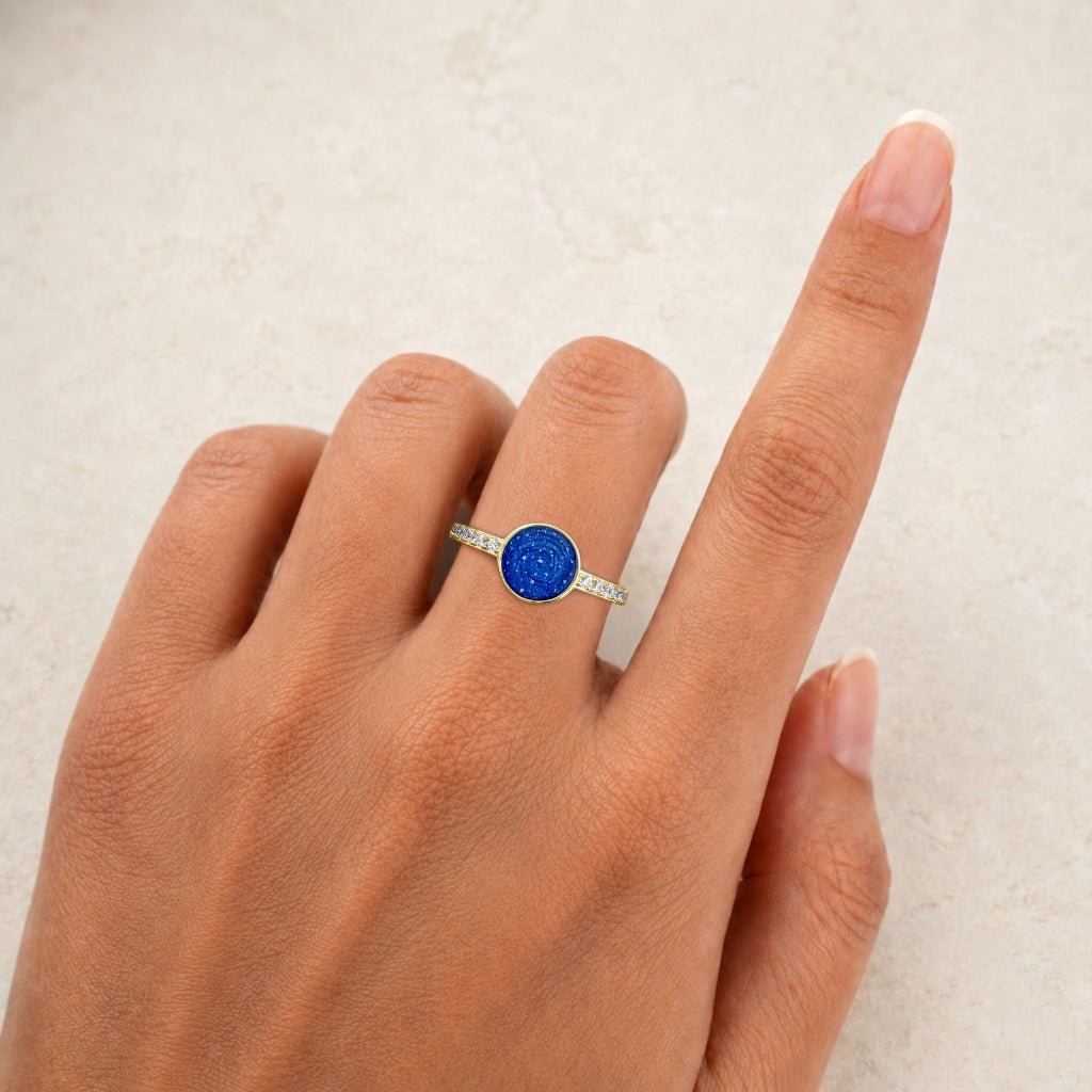 Yellow Gold Celestial Tribute Ashes Ring - MemoriesMade