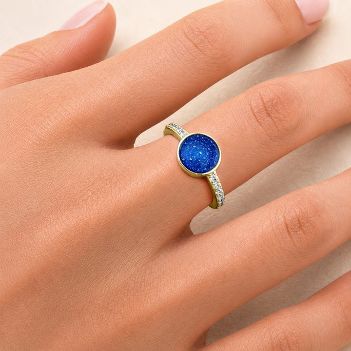 Yellow Gold Celestial Tribute Ashes Ring - MemoriesMade
