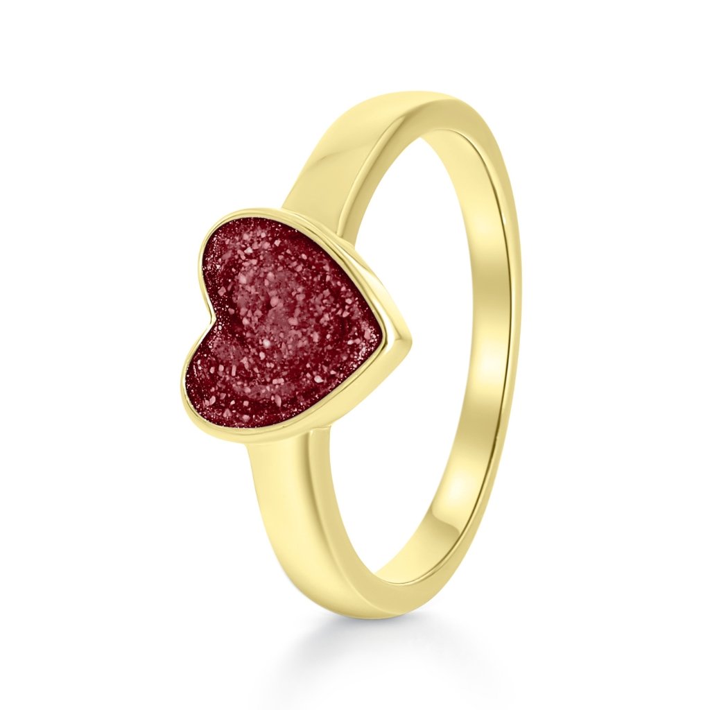 Yellow Gold Classic Heart Ashes Ring - MemoriesMade