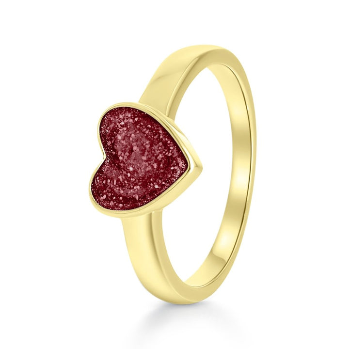 Yellow Gold Classic Heart Ashes Ring - MemoriesMade
