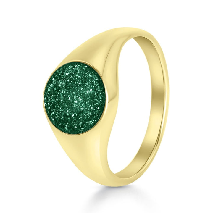 Yellow Gold Classic Signet Ashes Ring - MemoriesMade