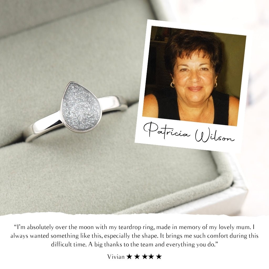 Yellow Gold Classic Teardrop Ashes Ring - MemoriesMade