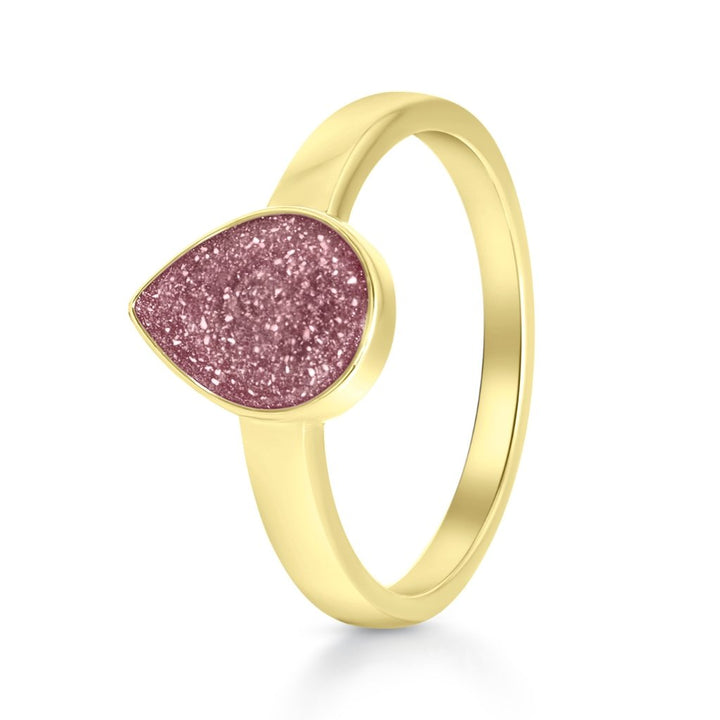 Yellow Gold Classic Teardrop Ashes Ring - MemoriesMade