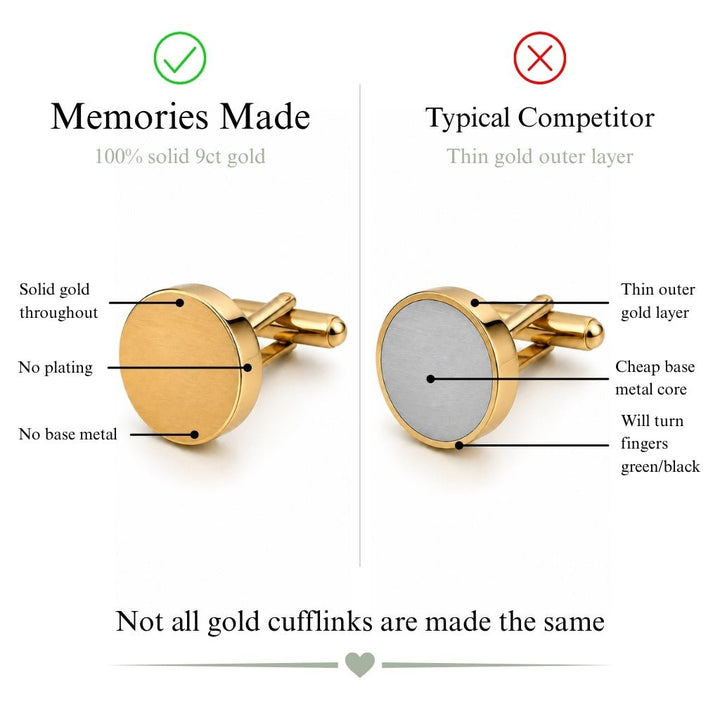 Yellow Gold Classic Tribute Ashes Cufflinks - MemoriesMade