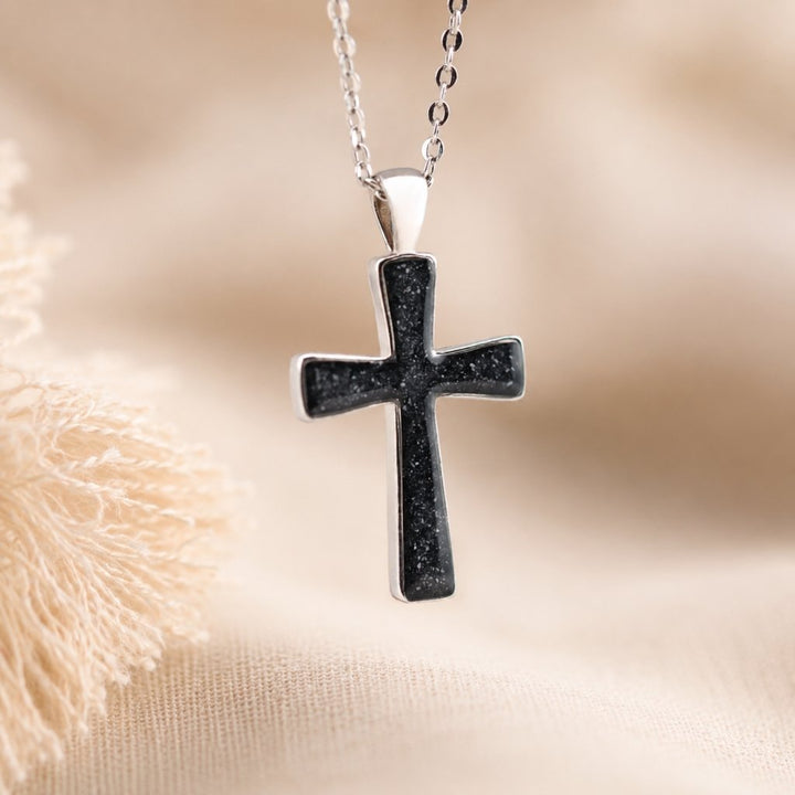 Yellow Gold Cross Ashes Necklace - MemoriesMade