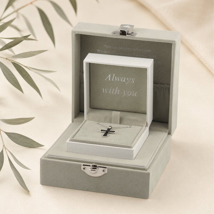 Yellow Gold Cross Ashes Necklace - MemoriesMade