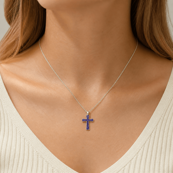 Yellow Gold Cross Ashes Necklace - MemoriesMade