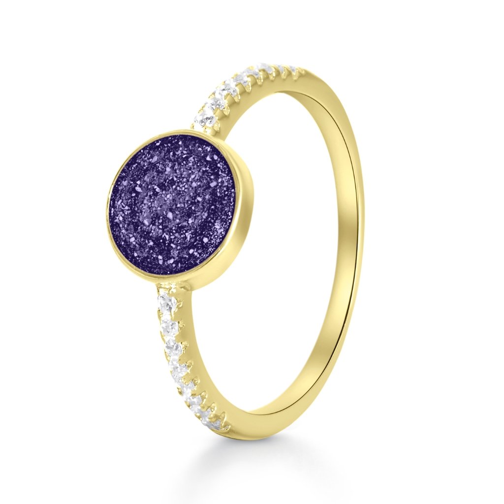 Yellow Gold Crystal Set Tribute Ashes Ring - MemoriesMade