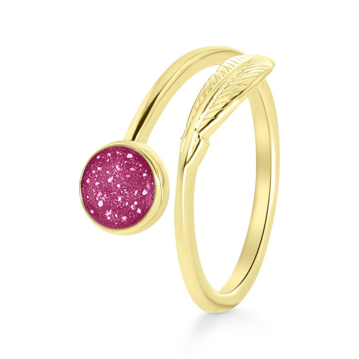 Yellow Gold Eden Adjustable Feather Ashes Ring - MemoriesMade