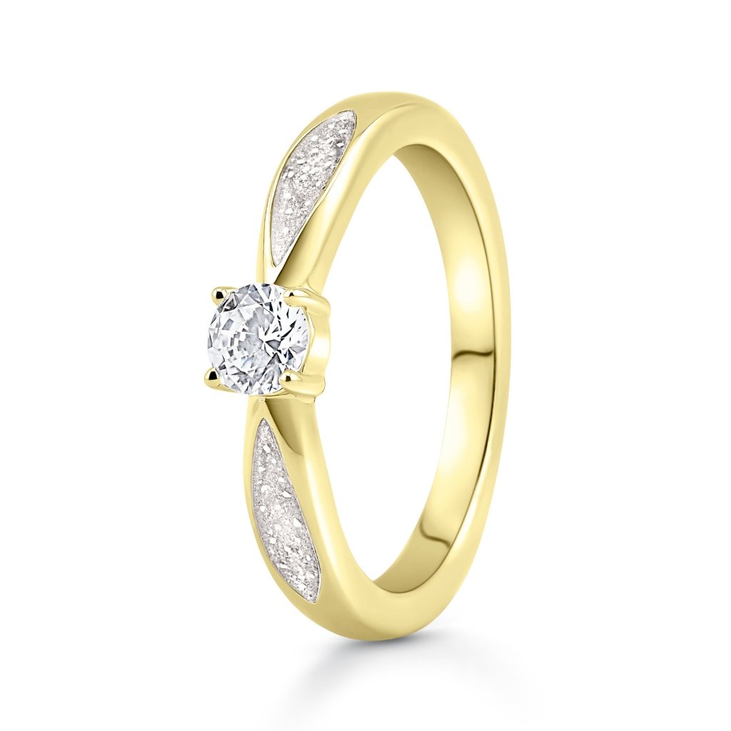 Yellow Gold Embrace Ashes Ring - MemoriesMade