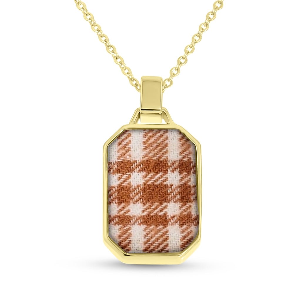 Yellow Gold Fabric Keepsake Edge - Cut Necklace - MemoriesMade