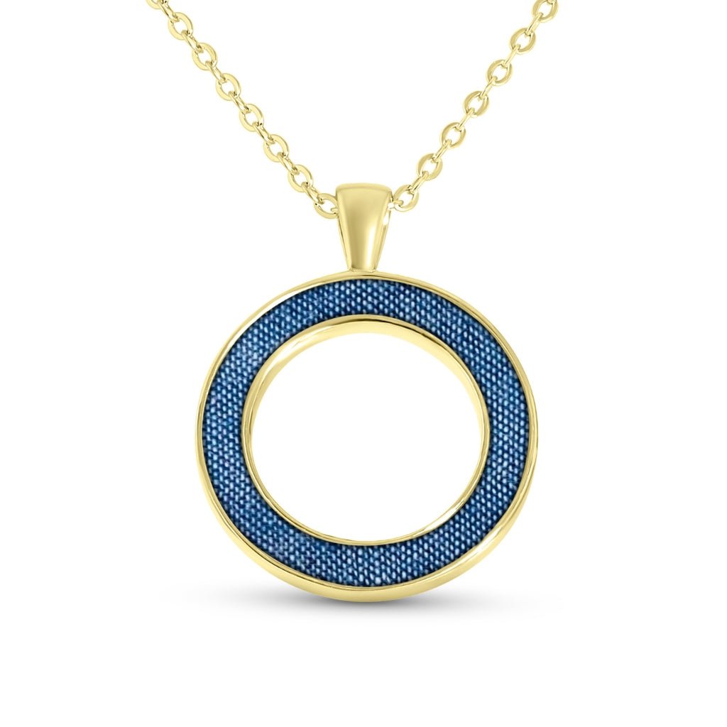 Yellow Gold Fabric Keepsake Halo Necklace - MemoriesMade