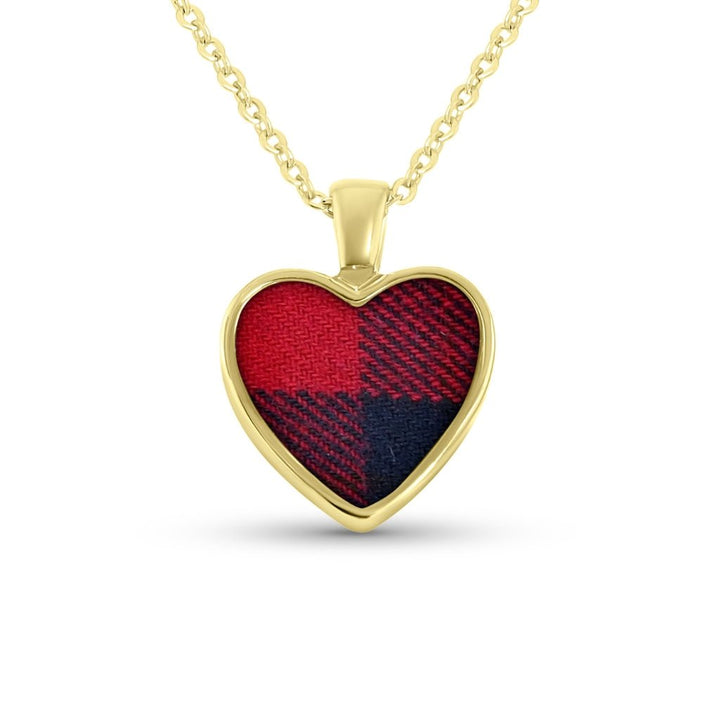 Yellow Gold Fabric Keepsake Heart Necklace - MemoriesMade